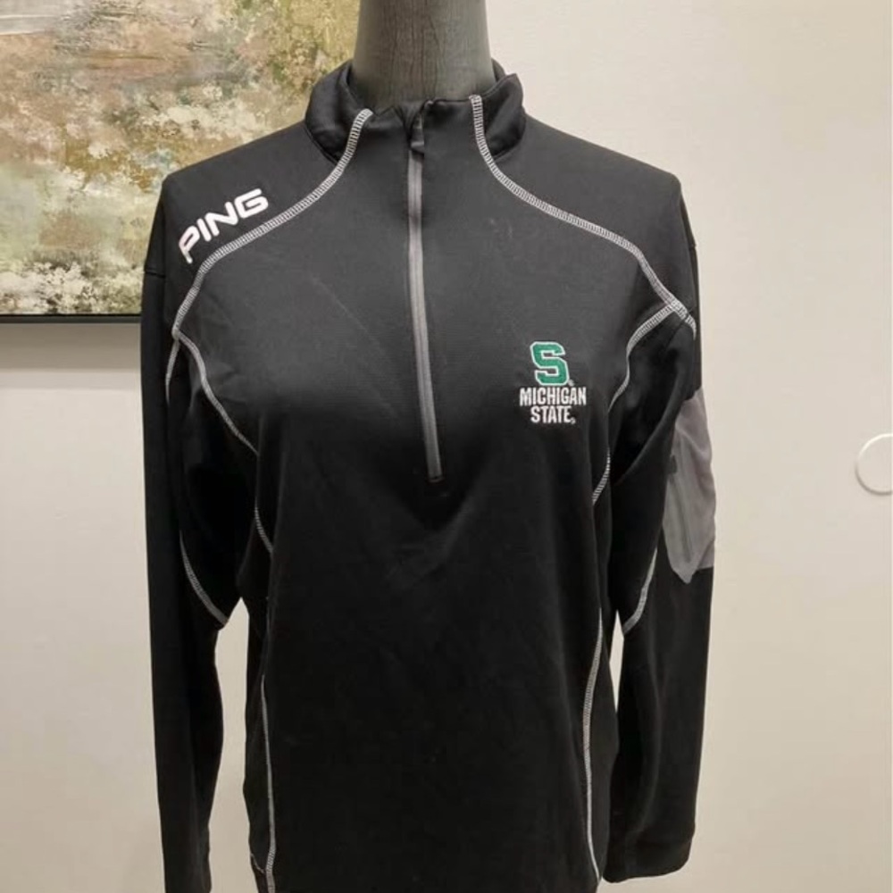 Ping Black Quarter-Zip Pullover With Michigan Sta… - image 1